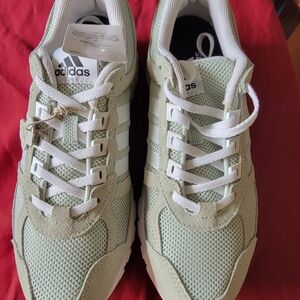 Adidas Green and White Sneakers